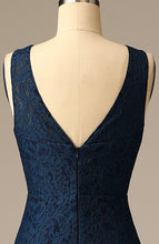 Load image into Gallery viewer, 2020 New Navy Blue Mermaid Evening Gowns with Flower Pattern