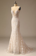 Load image into Gallery viewer, Ivory Backless Mermaid Wedding Dresses High Quality Lace Applique