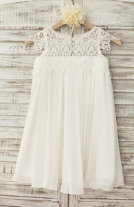 Western robe fillette Long White Lace Flower Girl Dresses for Wedding