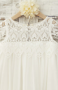 Western robe fillette Long White Lace Flower Girl Dresses for Wedding