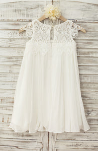 Western robe fillette Long White Lace Flower Girl Dresses for Wedding