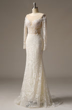 Load image into Gallery viewer, Luxury Beaded Lace Appliqued Long Sleeve Sheath Wedding Dress