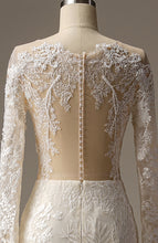 Load image into Gallery viewer, Luxury Beaded Lace Appliqued Long Sleeve Sheath Wedding Dress