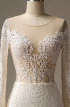 Load image into Gallery viewer, Luxury Beaded Lace Appliqued Long Sleeve Sheath Wedding Dress