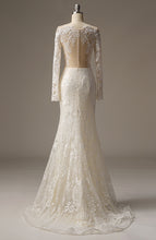 Load image into Gallery viewer, Luxury Beaded Lace Appliqued Long Sleeve Sheath Wedding Dress