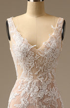 Load image into Gallery viewer, Simple High Split Lace Appliqed V-Neck Mermaid Wedding Gowns